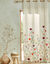Rideau coton lin base fleurie (vert / orange)