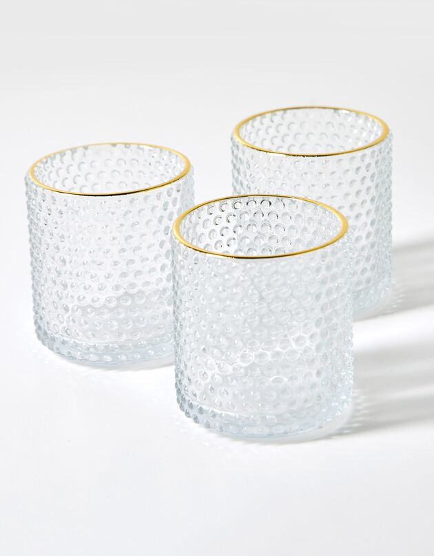 Photophore verre liseré doré - lot de 3 (transparent)