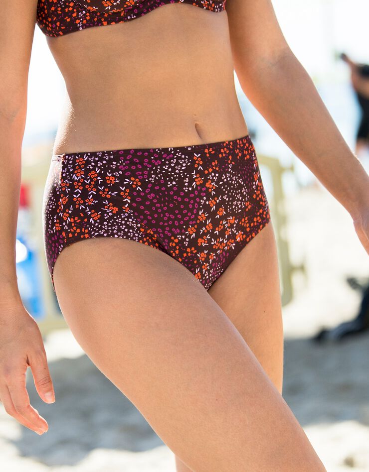 Culotte de bain maxi imprimée Cahuita - ventre plat (chocolat)