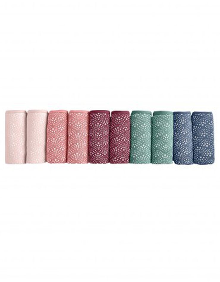 Culotte forme midi en coton extensible imprimée - lot de 10 (poudre) Culotte forme midi en coton extensible imprimée - lot de 10 (poudre)