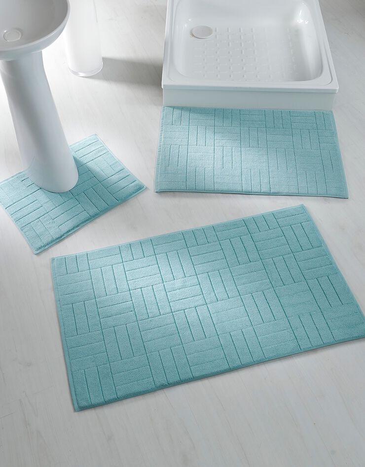Tapis de bain éponge motif parquet (vert d'eau)