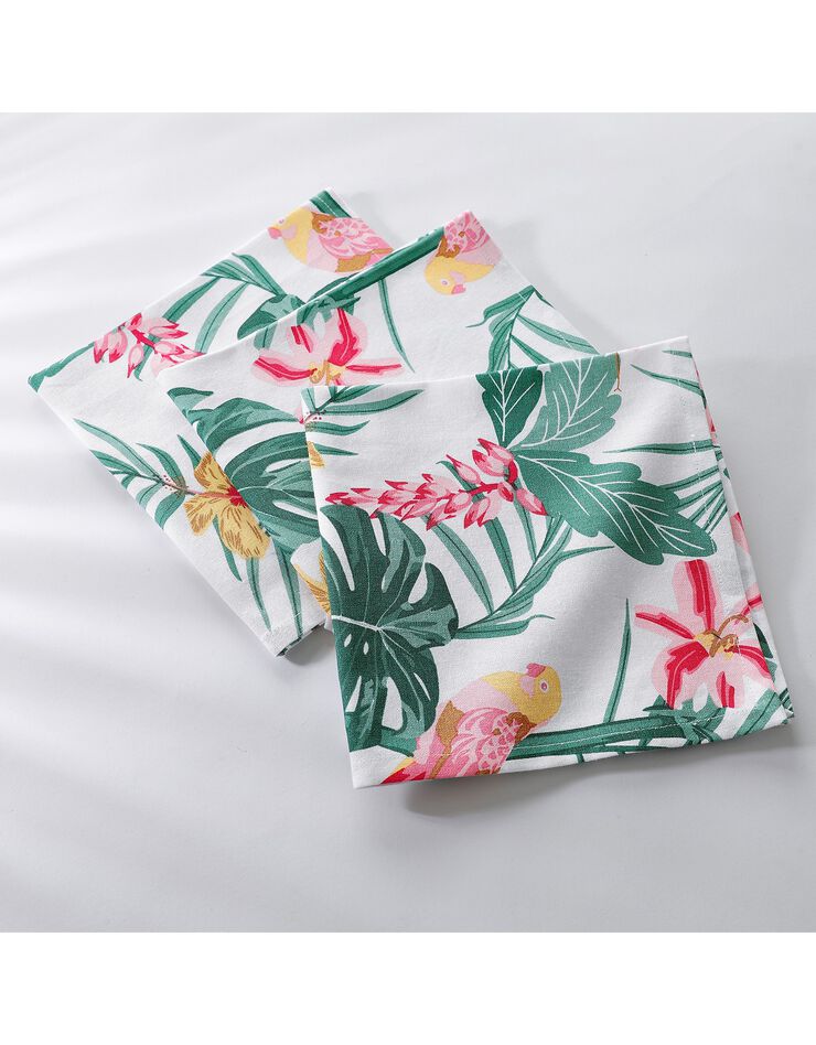 Nappe coton imprimé tropical (blanc / vert) Nappe coton imprimé tropical (blanc / vert)