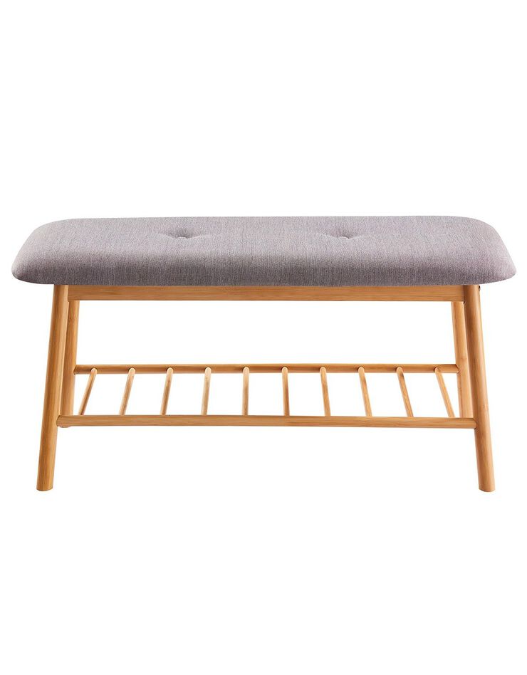 Banc en bambou avec coussin (gris)