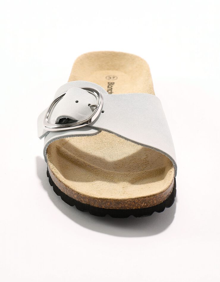 Mules cuir préformé à large boucle semelle effet liège (blanc cassé) Mules cuir préformé à large boucle semelle effet liège (blanc cassé)