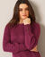 Pull maille fantaisie et détail boutons poignets, toucher doux  (prune)