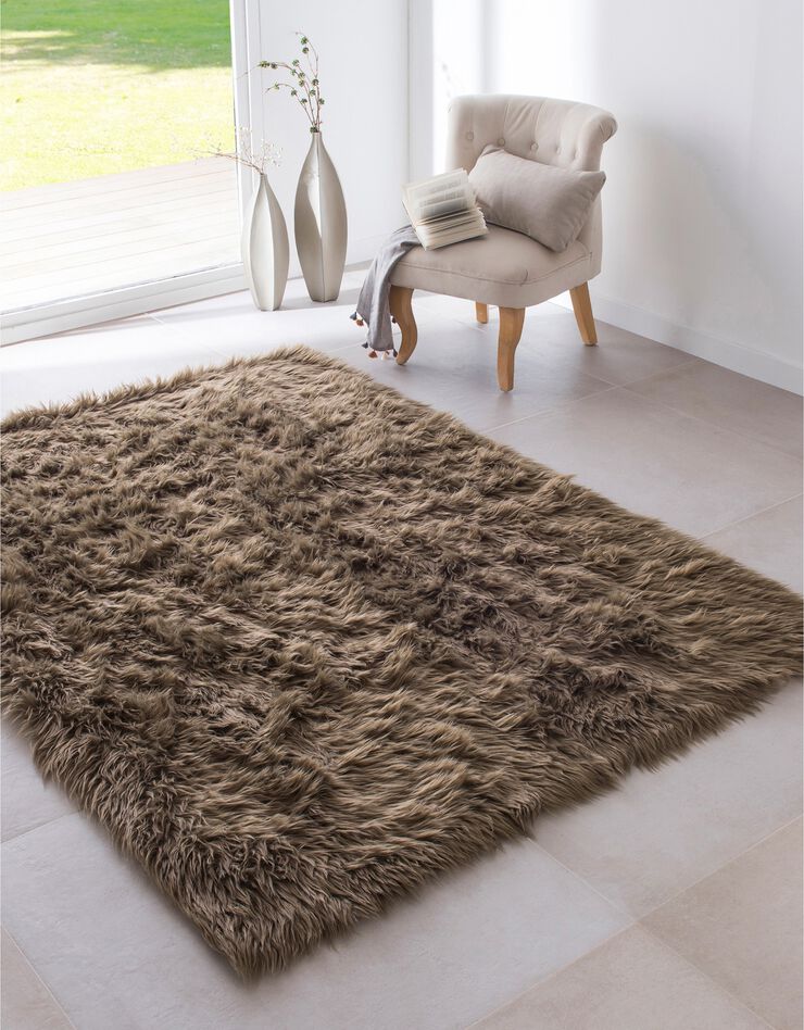 Tapis poils longs (taupe)