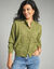 Gilet boutonné col montant, maille fantaisie  (vert mousse)