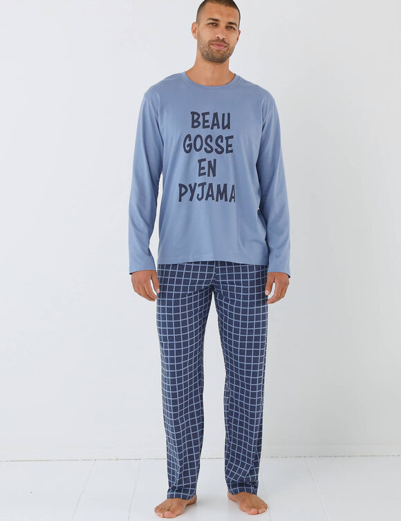 Pyjama col rond &agrave; message (bleu / marine)