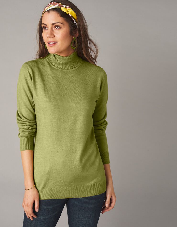 Pull col roulé toucher cachemire (vert mousse) Pull col roulé toucher cachemire (vert mousse)