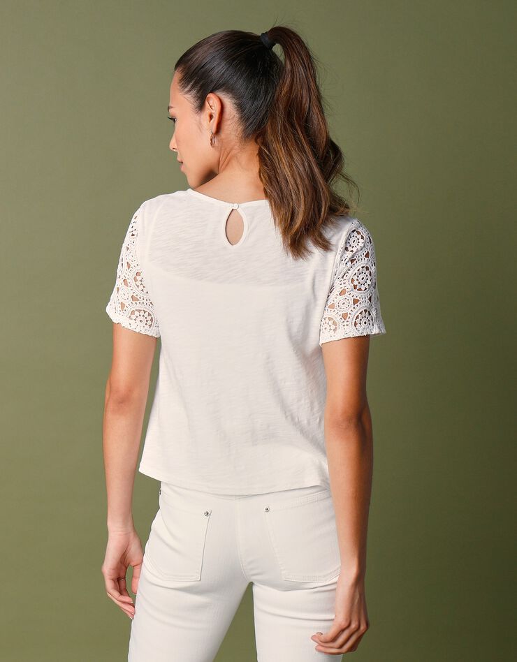 Tee-shirt macramé manches courtes (blanc) Tee-shirt macramé manches courtes (blanc)