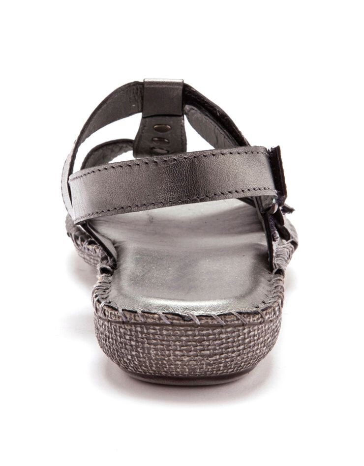 Sandales cuir gris - largeur confort (gris)