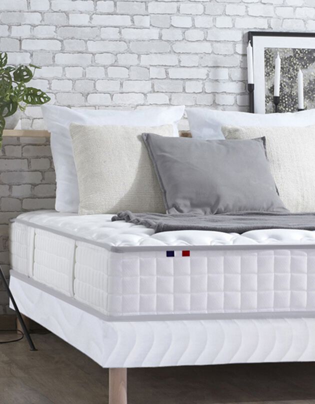 Ensemble matelas ressorts ensachés + sommier confort très ferme (blanc)