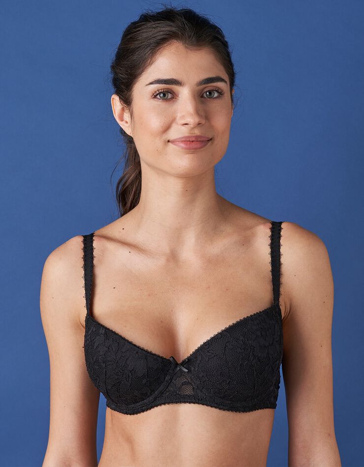 Soutien-gorge dentelle forme corbeille effet push-up - avec armatures (noir) Soutien-gorge dentelle forme corbeille effet push-up - avec armatures (noir)