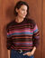 Pull ray&eacute; loose, maille anglaise toucher doux (chocolat / rose)