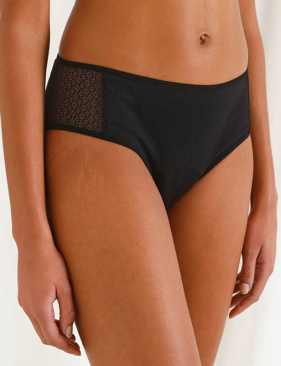 Slip pour fuites urinaires en coton biologique (**) lavable - flux abondant (noir)