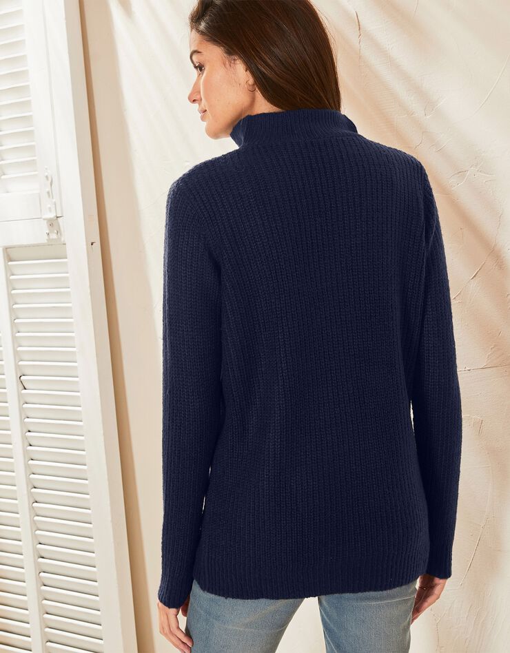 Pull col zippé maille anglaise toucher mohair (marine) Pull col zippé maille anglaise toucher mohair (marine)