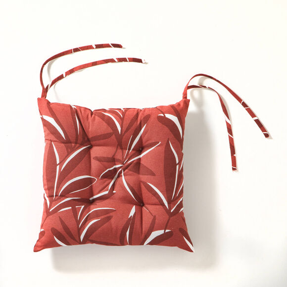 Galette de chaise carr&eacute;e imprim&eacute; feuillage - lot de 2 (terracotta)