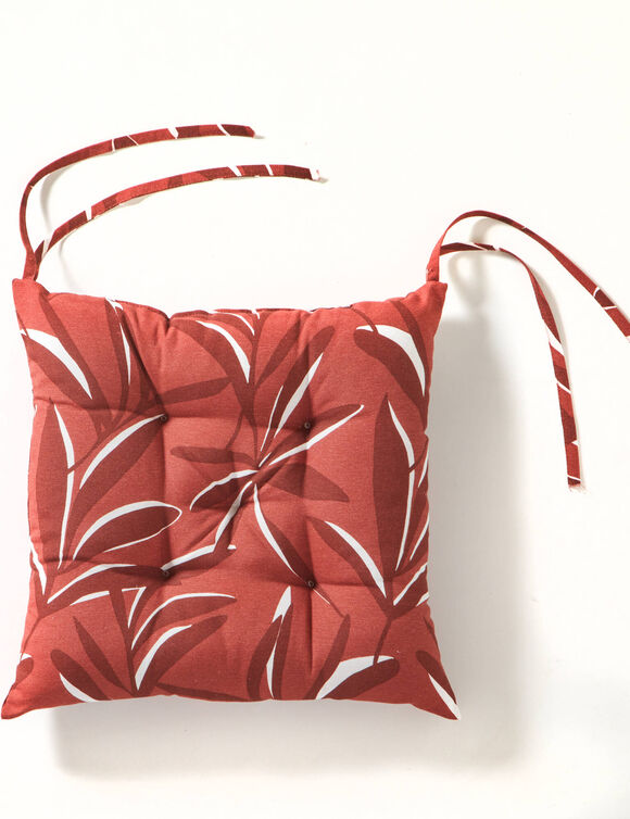 Galette de chaise carrée imprimé feuillage - lot de 2 (terracotta)