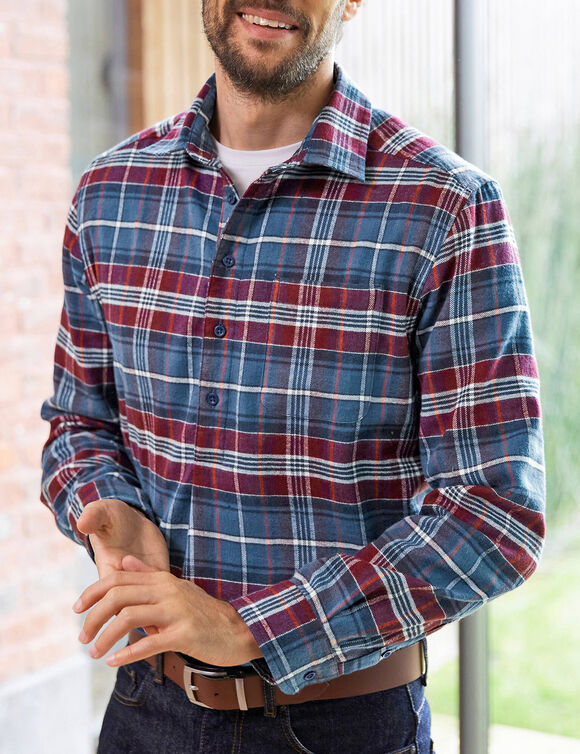 Chemise extra-longue carreaux flanelle (bordeaux)