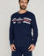 T-shirt pyjama motif et rayures manches longues (marine)