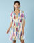 Robe courte Spécial Petites, voile imprimé (écru / violet)