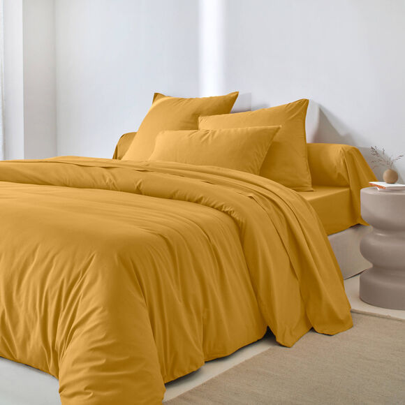 Linge de lit uni - coton lav&eacute; 57 fils/cm&sup2; (miel)