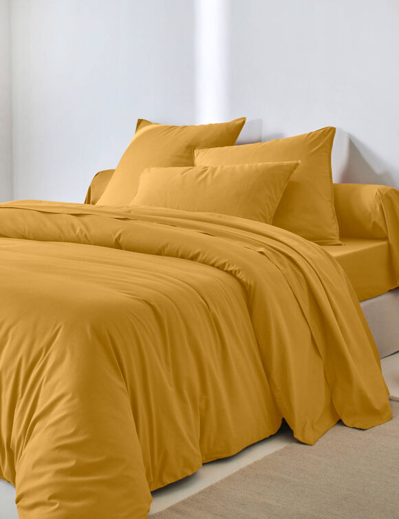 Linge de lit uni - coton lav&eacute; 57 fils/cm&sup2; (miel)
