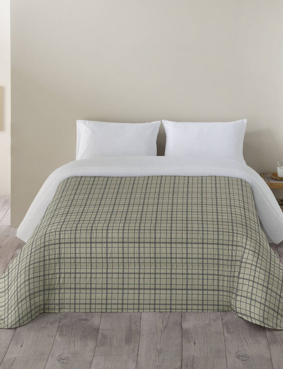 Couette microfibre imprimé carreaux 200 g/m² (beige / taupe)