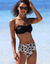 Bas de maillot de bain taille haute imprimé Linao (noir / écru)
