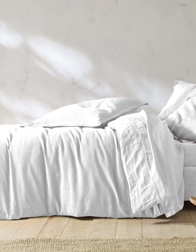 Linge de lit uni lin lavé (blanc)
