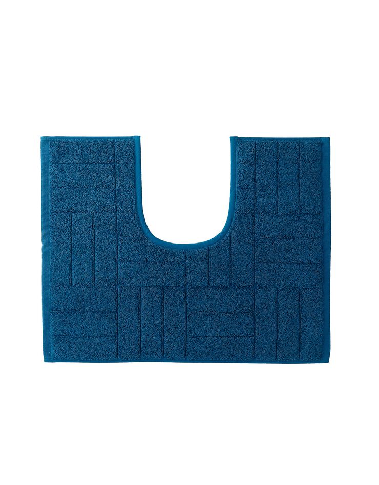 Tapis de bain éponge motif parquet (bleu paon)