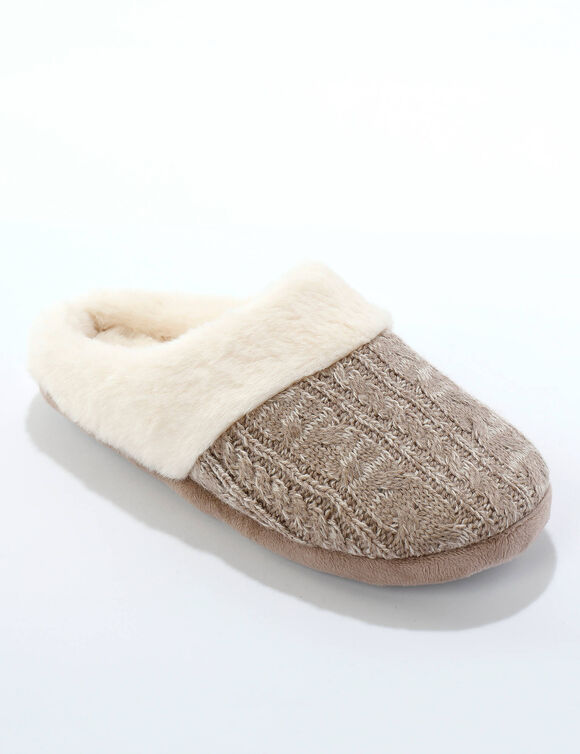 Chaussons mules tricot (beige)