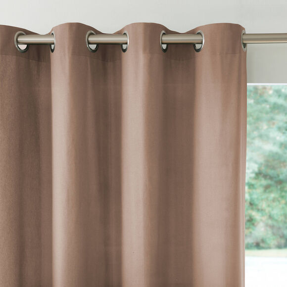 Rideau bachette uni tamisant oeillets (taupe)
