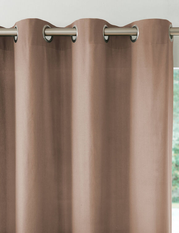 Rideau bachette uni tamisant oeillets (taupe)