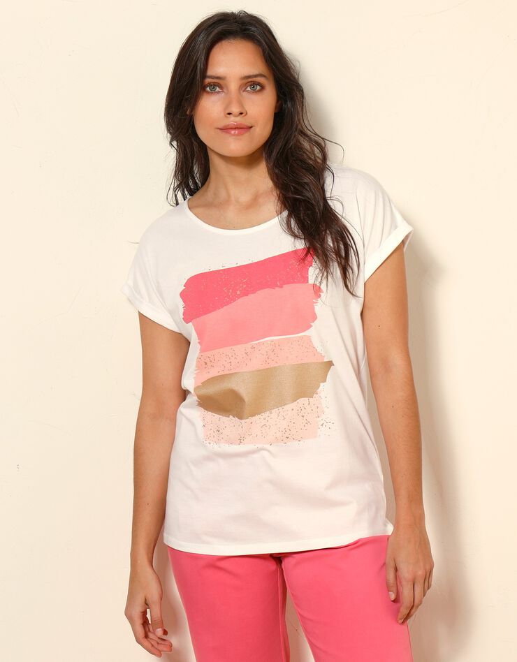 Tee-shirt boite imprimé "arty", maille jersey (rose) Tee-shirt boite imprimé "arty", maille jersey (rose)