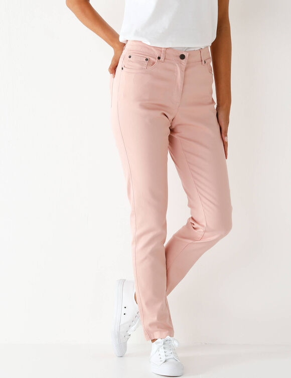 Pantalon fusel&eacute; couleur (rose poudr&eacute;)