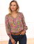 Blouse smocks épaules imprimé fleuri (violine / vert)