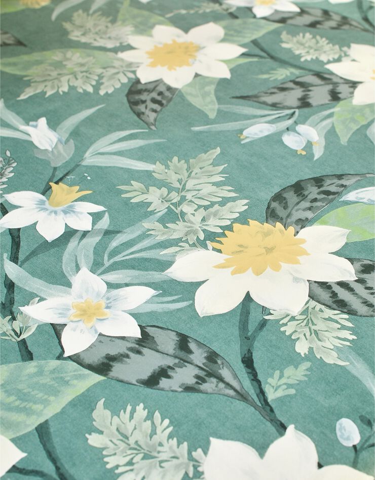 Nappe toile cirée imprimé Hellébore (jaune / vert)