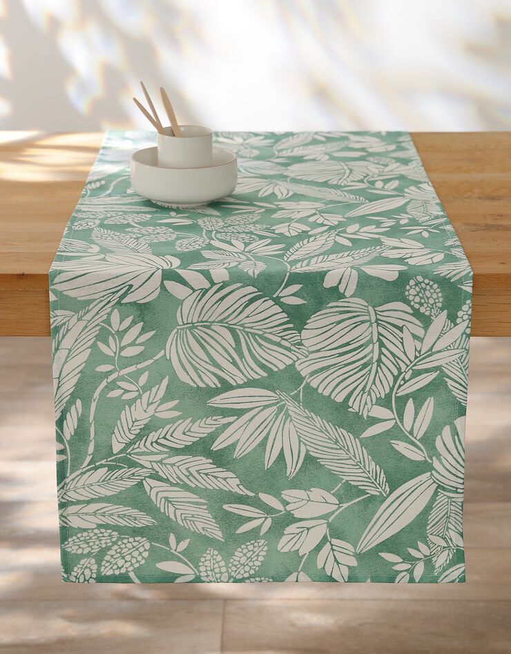 Nappe anti-taches imprimé végétal (vert amande)