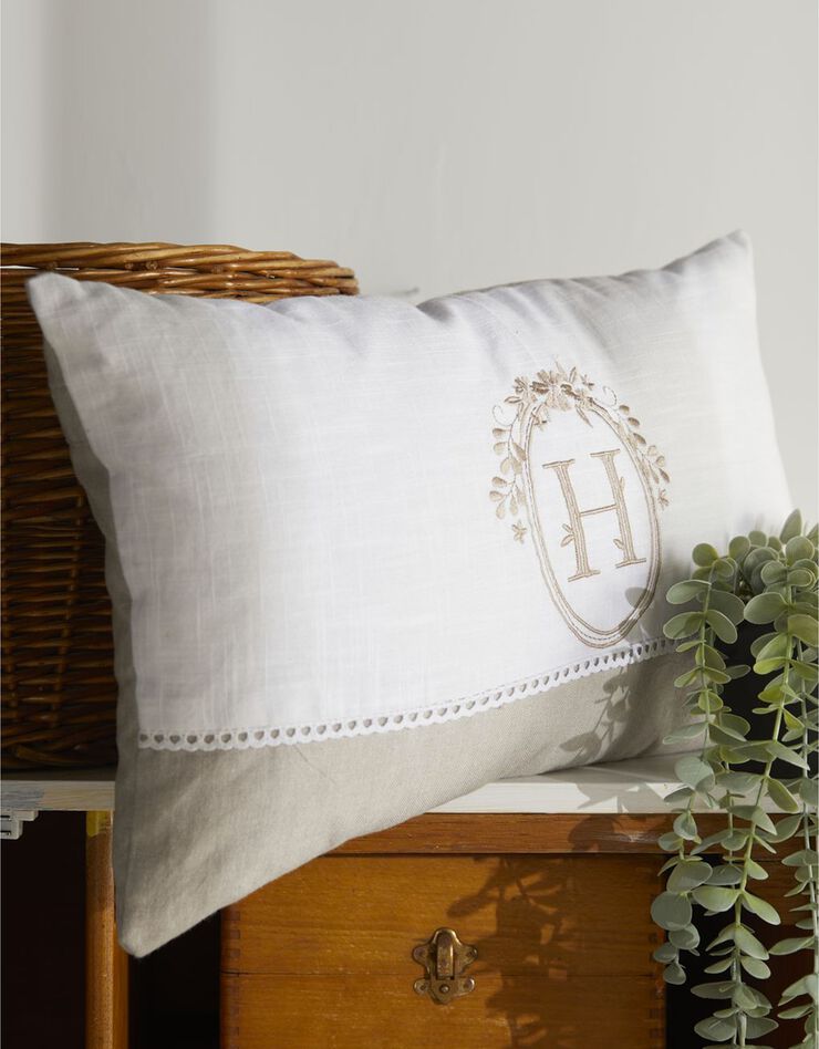 Coussin charme - chambray  (écru / blanc)