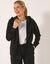 Veste zippée à capuche, molleton gratté (noir)