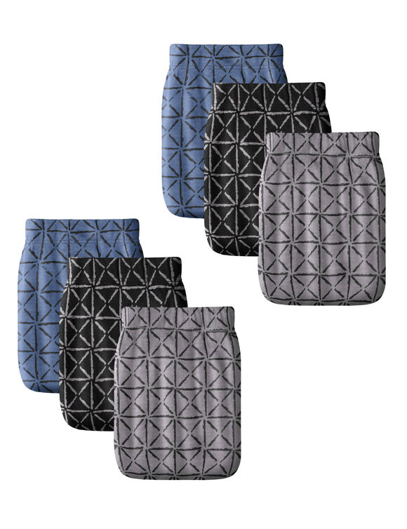 Slip fermé taille haute motifs géométriques - lot de 6 (noir + gris + bleu)