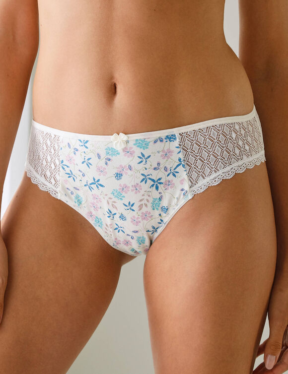 Culotte forme midi imprimé fleuri Coria - lot de 2 (ivoire)