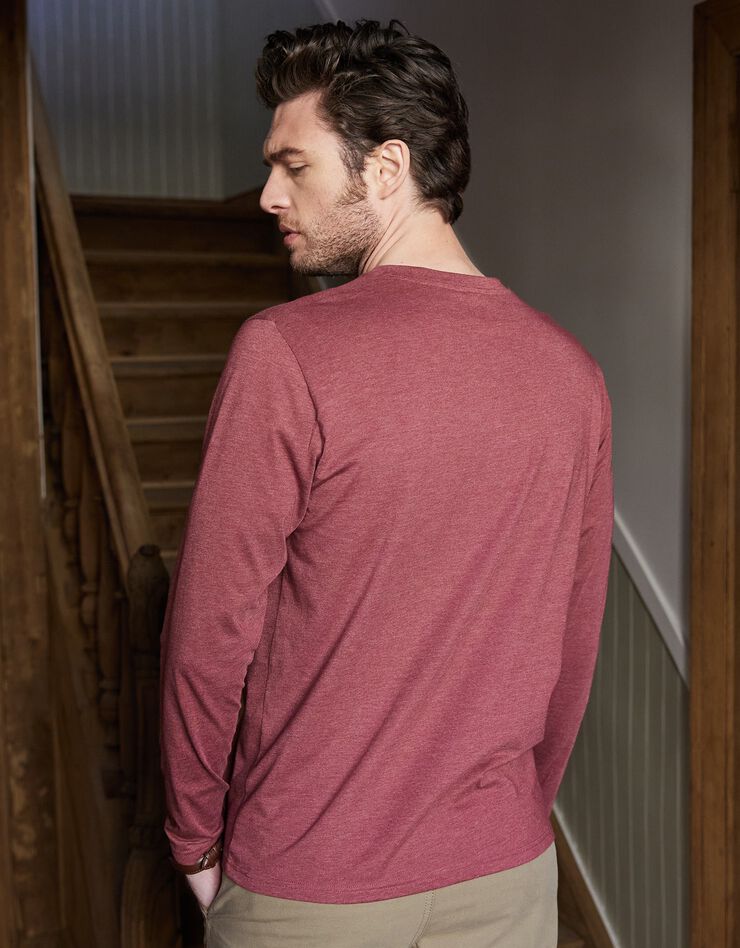 Tee-shirt col tunisien manches longues (bordeaux) Tee-shirt col tunisien manches longues (bordeaux)