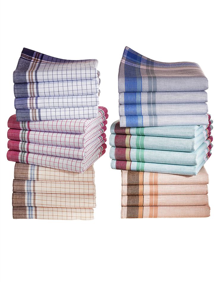 Mouchoir carreaux homme Raphaël - lot de 24 (bleu + bordeaux + marron) Mouchoir carreaux homme Raphaël - lot de 24 (bleu + bordeaux + marron)