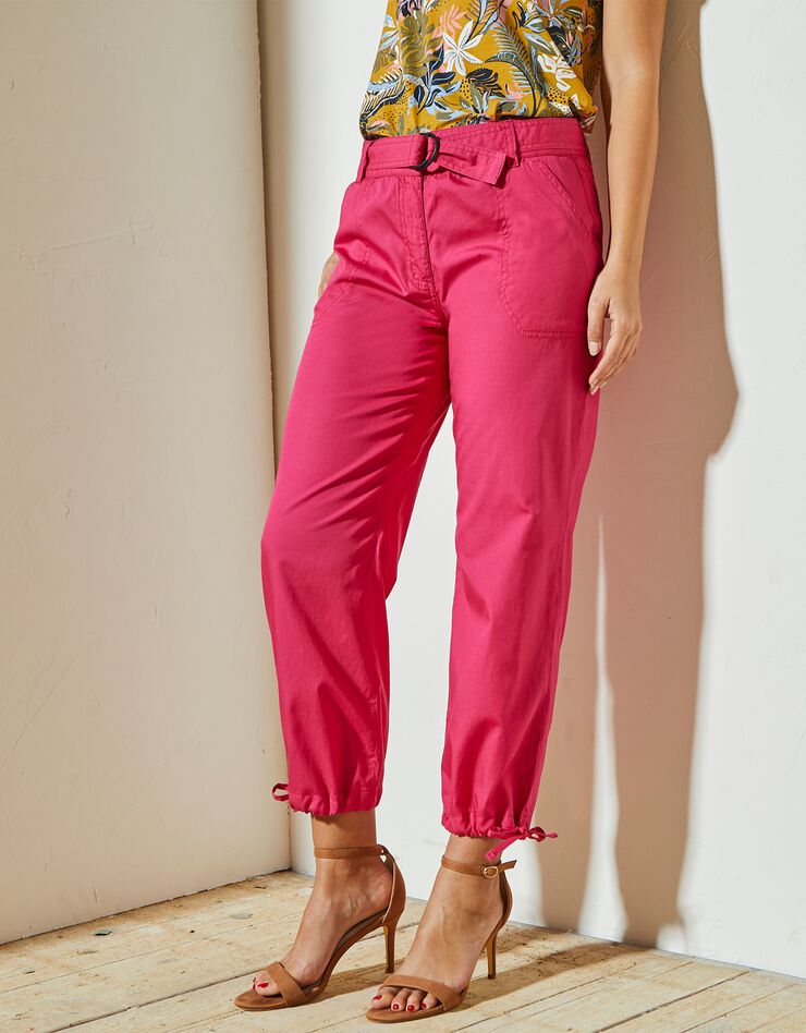 Pantacourt droit coton coloré ou denim léger (fuchsia) Pantacourt droit coton coloré ou denim léger (fuchsia)