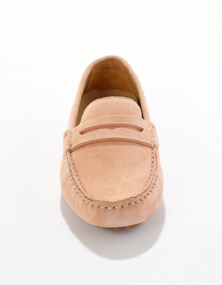 Mocassins en cuir velours (nude)