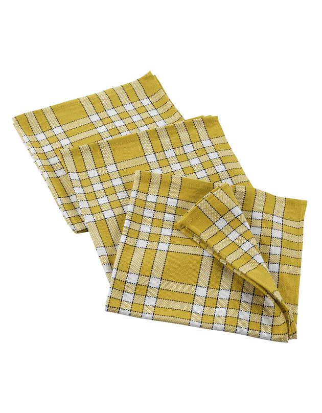 Serviette de table carreaux - Lot de 3 (jaune)