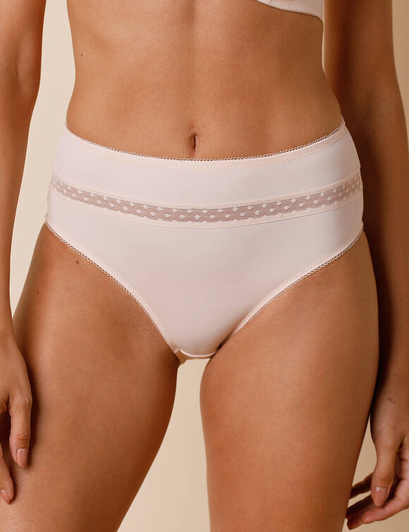 Culotte haute microfibre et tulle plumetis effet seconde peau Paia - lot de 2 (poudre)