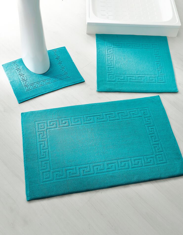 Tapis de bain éponge liteau motif frise grecque (émeraude)